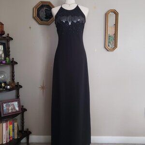 Vintage Cachet Womens Small Black Formal Gown 6 Beaded